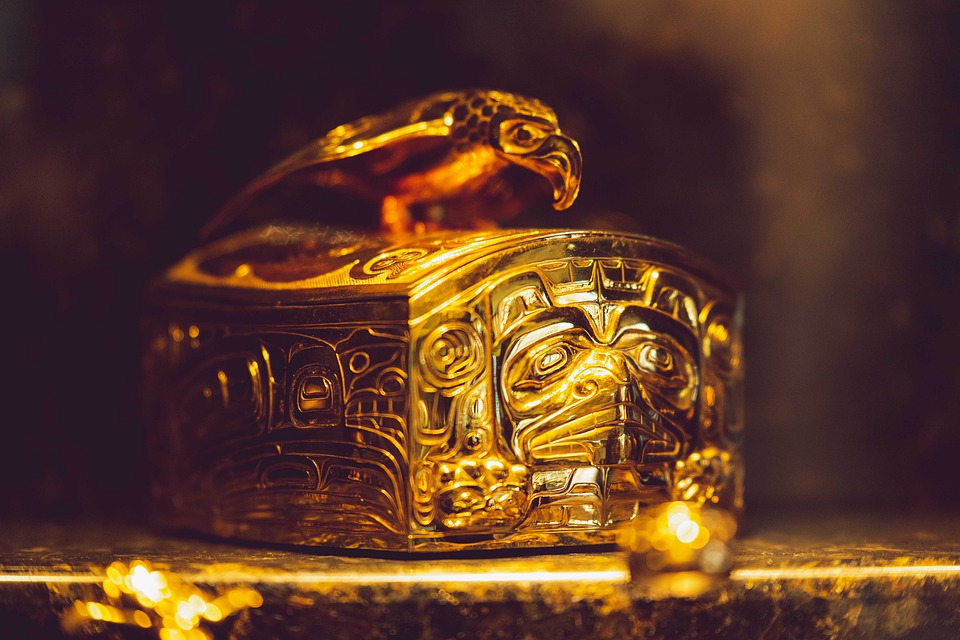 a intricately decorated golden box